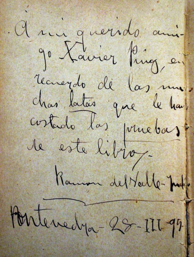 Dedicatoria manuscrita de Valle-Inclán a Xavier Puig (1)