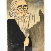 Caricatura de Valle-Inclán ante o Morro da Habana